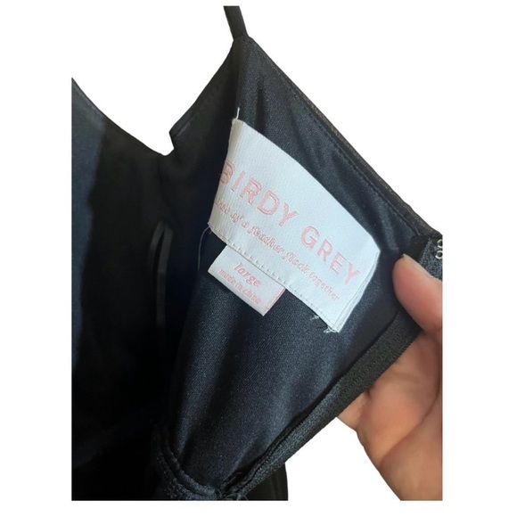 Birdy Grey Black v neck spaghetti strap full length maxi Formal dress size large - Picture 4 of 4